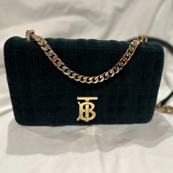 Burberry Small Quilted Velvet Lola Bag - Picture 1 of 10